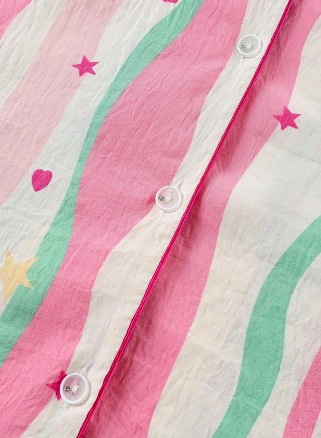 Take Two  Pink Striped Shirt and Shorts Pyjama Set for Women | Best Price UAE