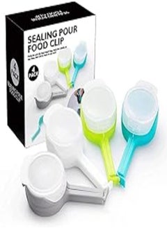 4PCS Seal Pour Food Storage Bag Clip, Moisture Sealing Snack Food Sealing Clip with Pour Spouts, Large Plastic Bag Clips Sealer for Chip Pet Food Nuts Oats Coffee Kitchen Tool