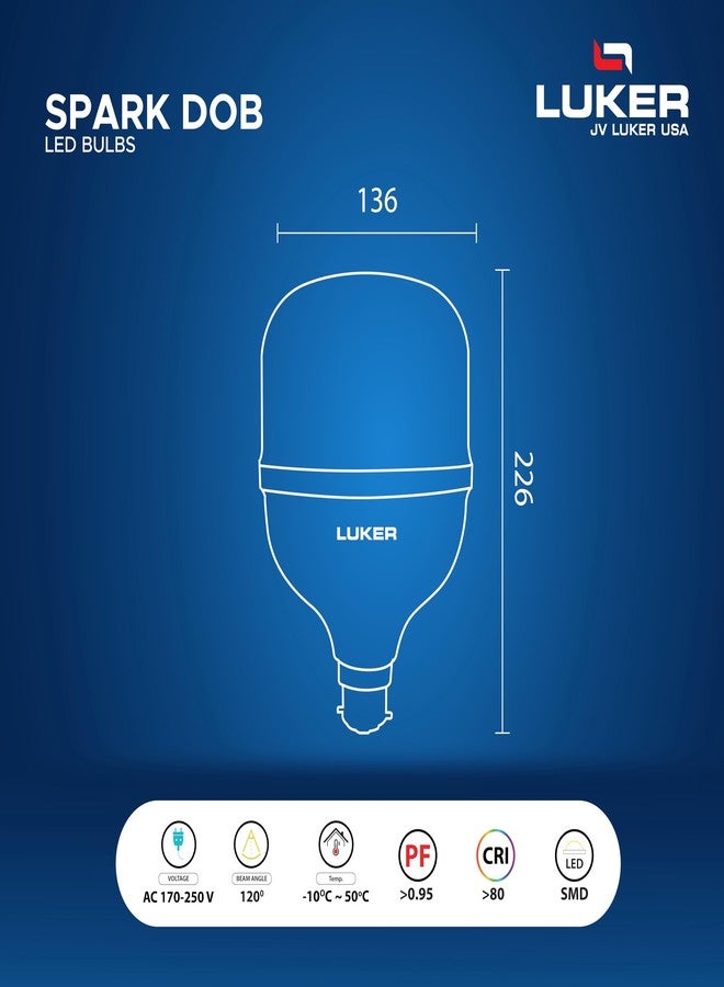 LUKER JVLuker 48W LED Bulb B22 Base Energy Efficient Light 120 Degree Wide Beam Coverage High CRI Surge Protection Lights for Home and Office Indoor & Outdoor, 1 Year Warranty (Pack of 1, White) - Image 3