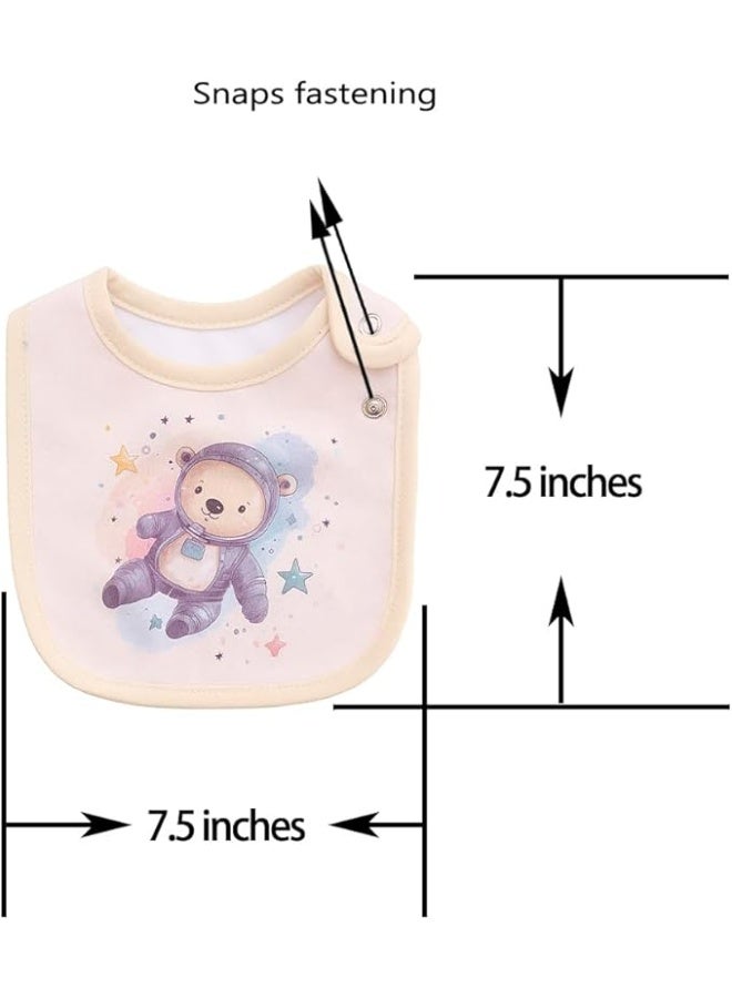 Maiwaput Maiwa 6 Pack Waterproof Cotton Baby Bibs for Girls Boys for Drooling Eating with Snaps Multi06244 - Image 2