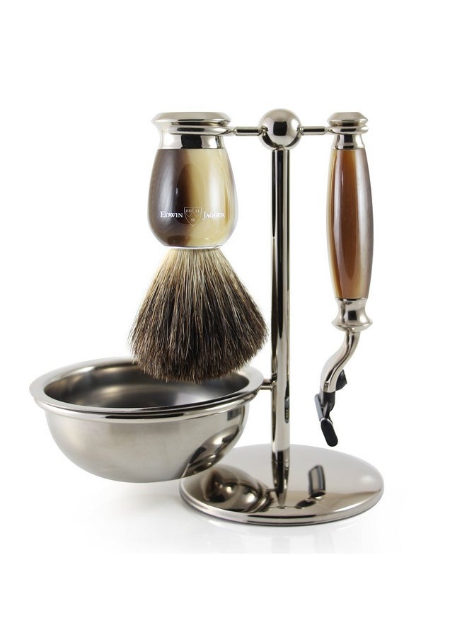 Edwin Jagger Dwin Jagger 4Pc Imitation Horn Shaving Set For Mach3 Blades Light Horn  - Image 1