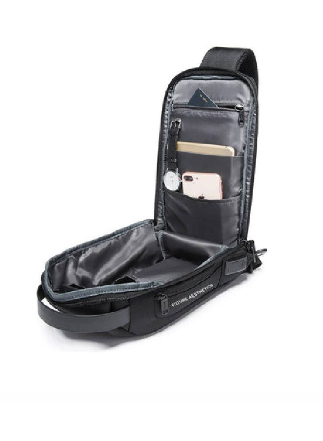 BANGE 22085 CrossBody bag Multifunctional Waterproof Sling Bag with USB Charging - Black - Image 2