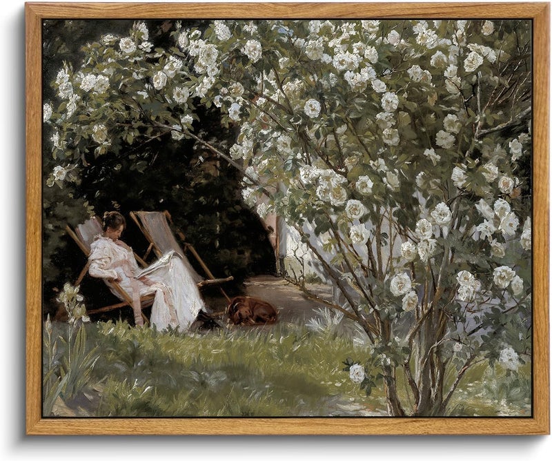 KBKBART Modern versatile shape Framed Vintage Canvas Wall Art, Retro French Country Garden Women Flower Classical Painting Bedroom Art Print, Rustic Vintage Wall Decor for Bathroom, Living Room, Office(9"x11") Carefully engineered build - Image 1