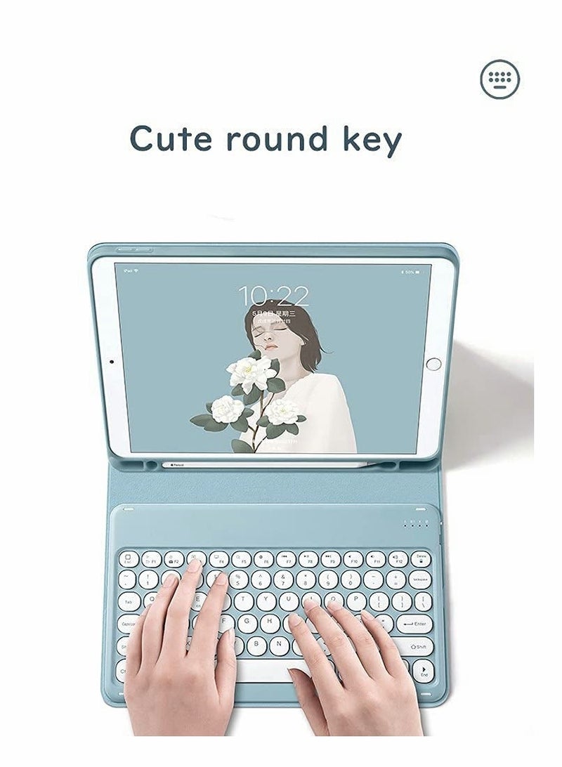 Y&D Keyboard for Galaxy Tab S8 2022 / S7 2020 11 Inch (SM-X700/X706/T870/T875/T878) Case Color Round Key Wireless Detachable Bluetooth Cover with Pen Holder (MintGreen) - Image 3