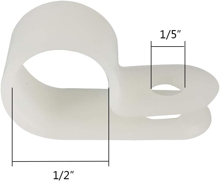 Alamic Cable Clamp R-Type Cable Clip Wire Clamp 1/2“ Nylon Screw Mounting Cord Fastener Clips with Screws for Wire Management - 50 Pcs Cable Clamps + 50 Pcs Screws, White - Image 2