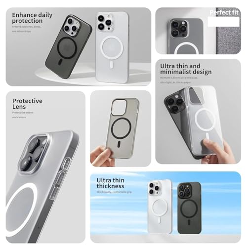 MAGICHUB Luxury Paper Thin Back Case Cover for iPhone 16 Pro | Matte Finish | Compatible with magsafe | (White) - Image 3
