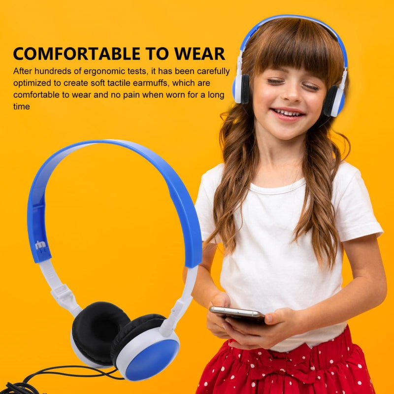 Foldable Stereo Headphones With Volume Limiter Lightweight For Kids School Travel Blue 14 3X17CM - Image 4