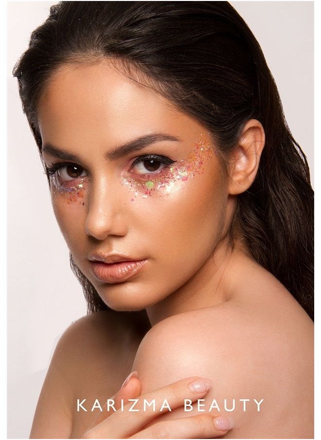 KARIZMA - Iridescent Glitter. 30g Chunky Face Glitter, Hair Glitter, Eye Glitter and Body Glitter for Women. Rave Glitter, Festival Accessories, Cosmetic Glitter Makeup. Loose Glitter Set - Image 1
