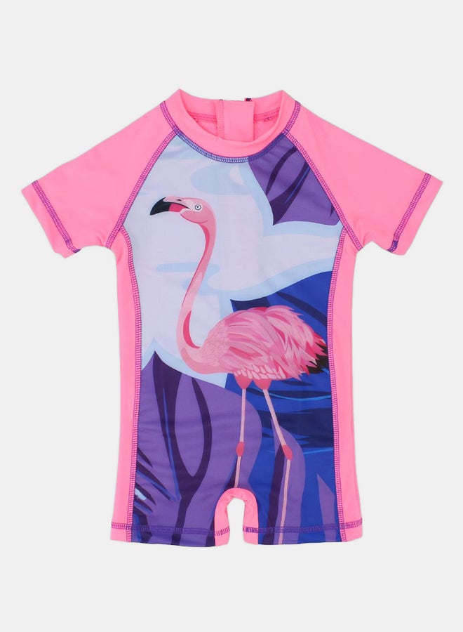 I.Wear I.Wear Flamingo Short-Sleeved Overall Swim Suit - Image 1