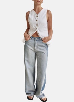 يونيكي Blue Straight Fit Clean Look Mid-Rise Jeans  - Image 4