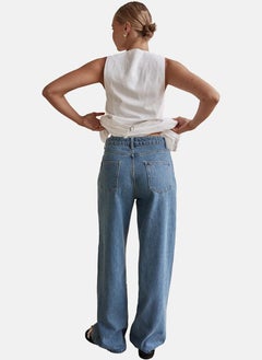 يونيكي Blue Straight Fit Clean Look Mid-Rise Jeans  - Image 3