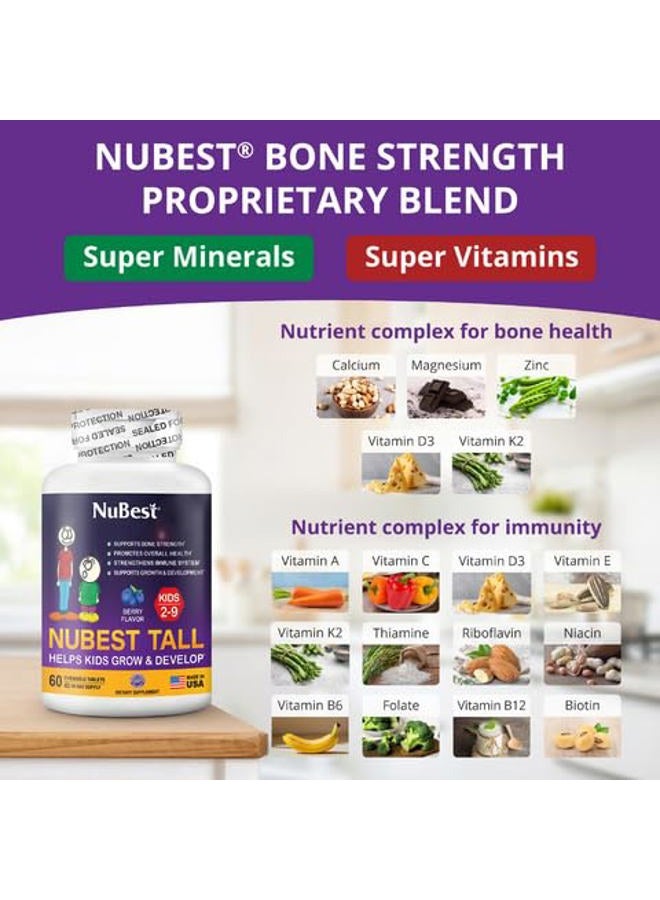 NuBest Tall Kids - Toddlers Vitamins & Kids Vitamins for Age 2 to 9 - Bone Strength & Immunity Support - Helps Kids, Toddlers Healthy - Animal Shapes - 60 Chewable Berry Tablets | 1 Month Supply - Image 3