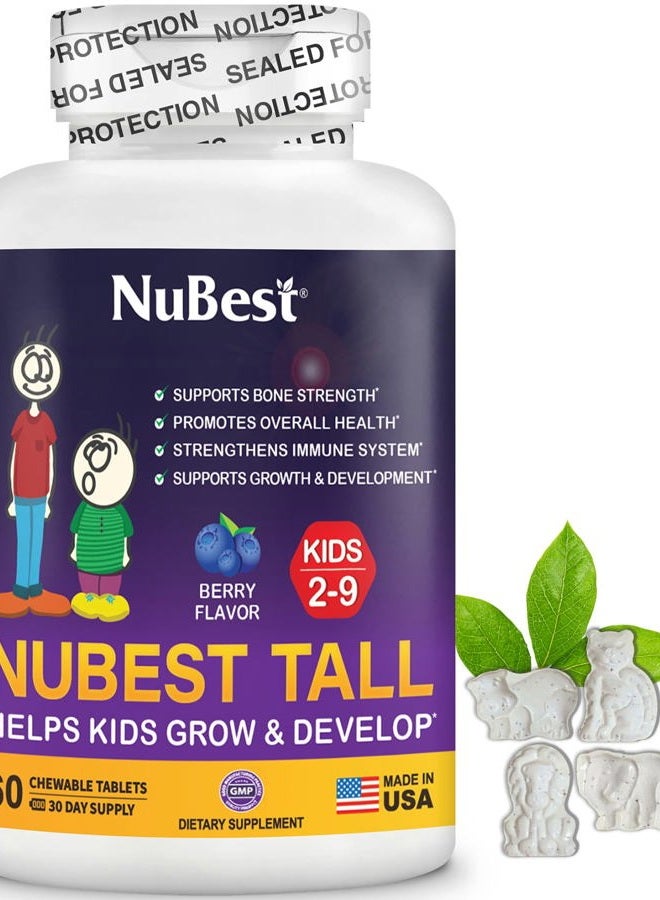 NuBest Tall Kids - Toddlers Vitamins & Kids Vitamins for Age 2 to 9 - Bone Strength & Immunity Support - Helps Kids, Toddlers Healthy - Animal Shapes - 60 Chewable Berry Tablets | 1 Month Supply - Image 2