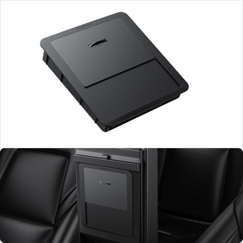 BASENOR Upgraded Tesla Model Y Model 3 Armrest Hidden Storage Box [Carbon Edition] [Powerful Magnetic] Center Console Secret Compartment Accessories 2017-2024 - Image 1