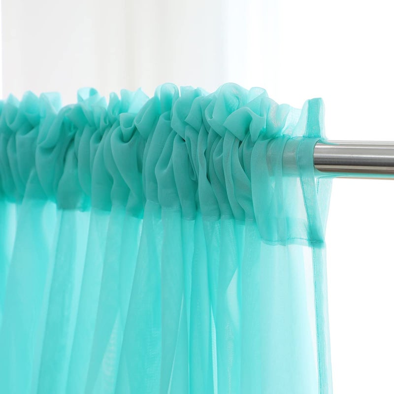 Mianbo Lake Blue Sheer Curtains 84 Inches Length 2 Panels Set Window Sheer Curtains Basic Rod Pocket For Bedroom Children Living Room Yard Kitchen - Image 5
