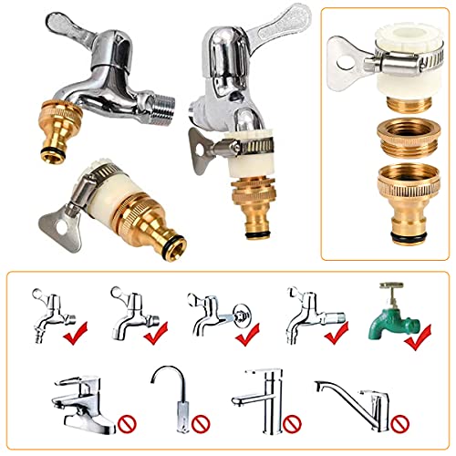 Optifit® 2 in 1 Set Universal Tap Connector, Tap Connector Brass Adapter Quick Release Coupling, Pipe Connector for Tap 3/4 and 1/2 inch, Universal Faucet Adapter for Garden Hose Pipe Fitting - Image 5