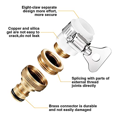 Optifit® 2 in 1 Set Universal Tap Connector, Tap Connector Brass Adapter Quick Release Coupling, Pipe Connector for Tap 3/4 and 1/2 inch, Universal Faucet Adapter for Garden Hose Pipe Fitting - Image 2