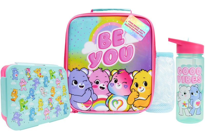 Get Trend Care Bears Lunch Bag Lunch Box Water Bottle for Kids 3 Piece Set Bento Box Insulated Snack Container Meal Holder Gifts for Kids Multi Care Bears