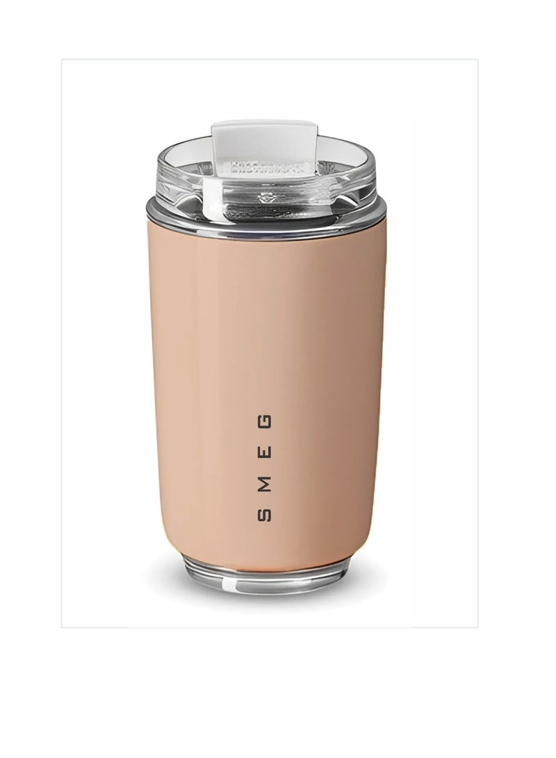 smeg Travel Mug, Insulated Coffee Tumbler, Leak Proof Stainless Steel Thermal Reusable Coffee Cup, Lightweight And Portable Drink Container For Home Office Traveling, (1pc, 320ML Pink) - Image 1