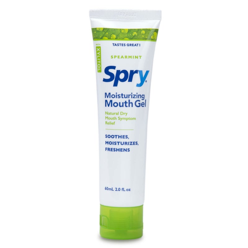 Spry Natural Xylitol Dry Mouth Relief Gel - Long Lasting, Sugar-Free Moisturizer, Stimulate Saliva Flow and Stop Bad Breath, Spearmint Flavor, 2 oz