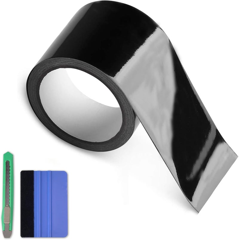 Arespark Gloss Black Vinyl Wrap, Cars Vinyl Film Tapes Kit for Blackout Chrome Delete Window Trim Door with Free Tools (3in x 30feet) - Image 1