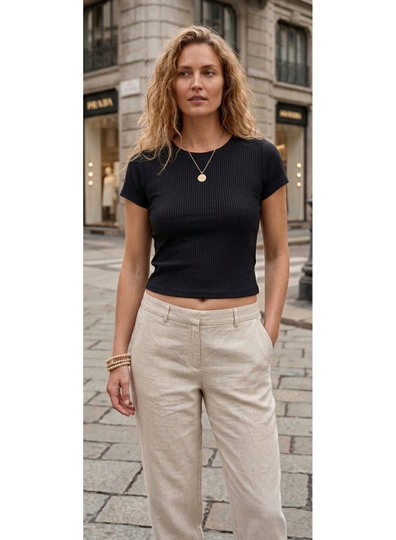 Carina Ribbed Cropped Top - Image 1