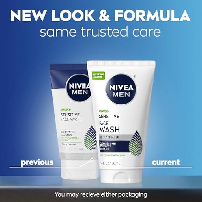 NIVEA MEN Sensitive Face Wash with Vitamin E and Chamomile Extract, No Drying Alcohol, Gentle Face Wash for Men with Sensitive Skin, 5 Fl Oz Tube - Image 2