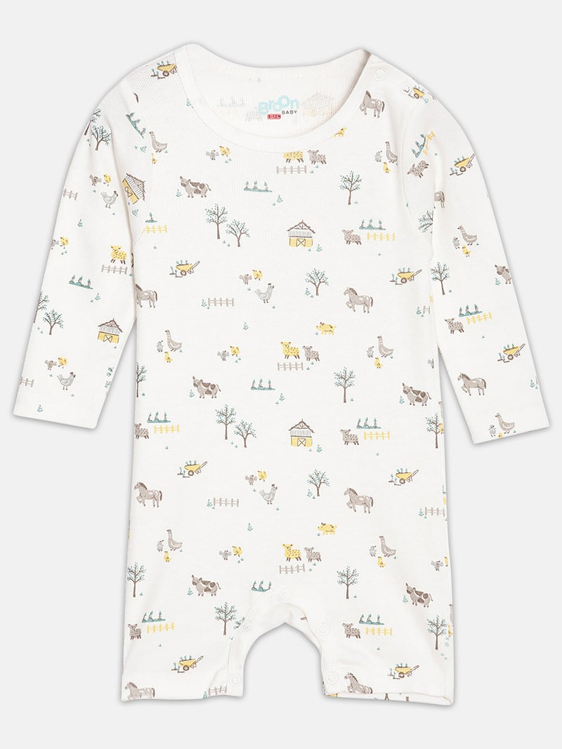 Broon Infant Boys Off White and Mustard Printed Organic Cotton Rompers Pack of 2 - Image 3
