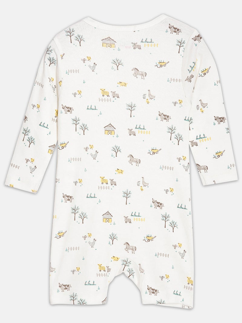 Broon Infant Boys Off White and Mustard Printed Organic Cotton Rompers Pack of 2 - Image 5