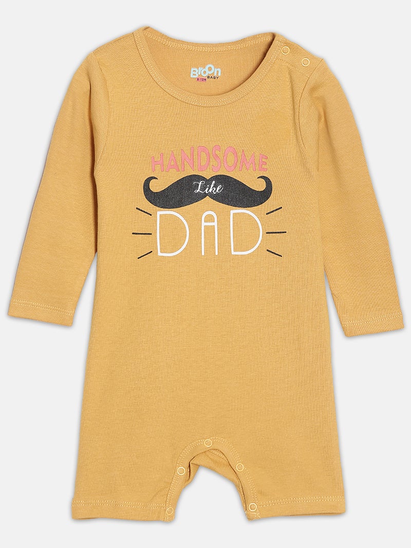 Broon Infant Boys Off White and Mustard Printed Organic Cotton Rompers Pack of 2 - Image 2