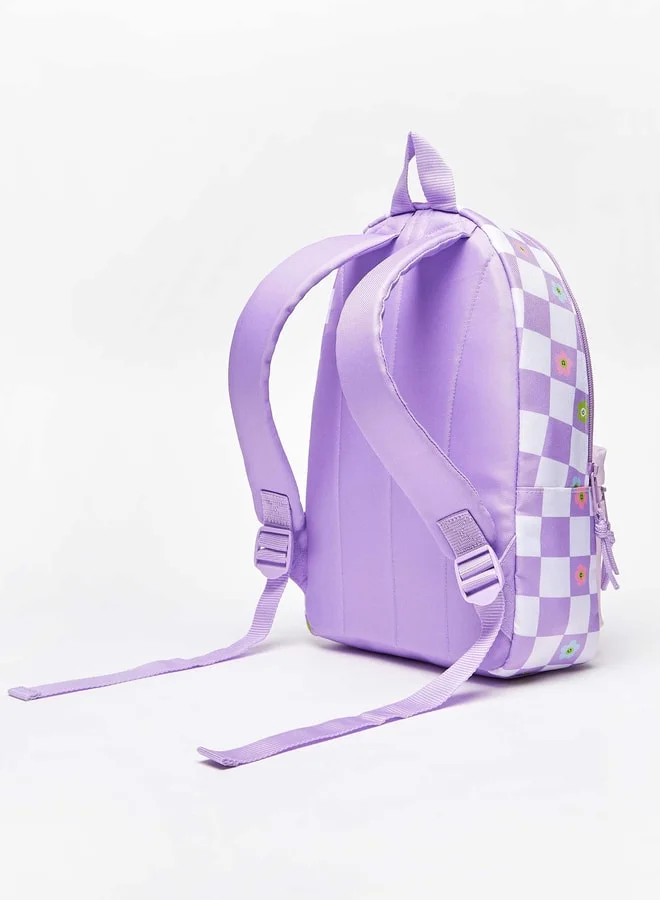 Disney Checked Minnie Mouse Print Backpack with Zip Closure