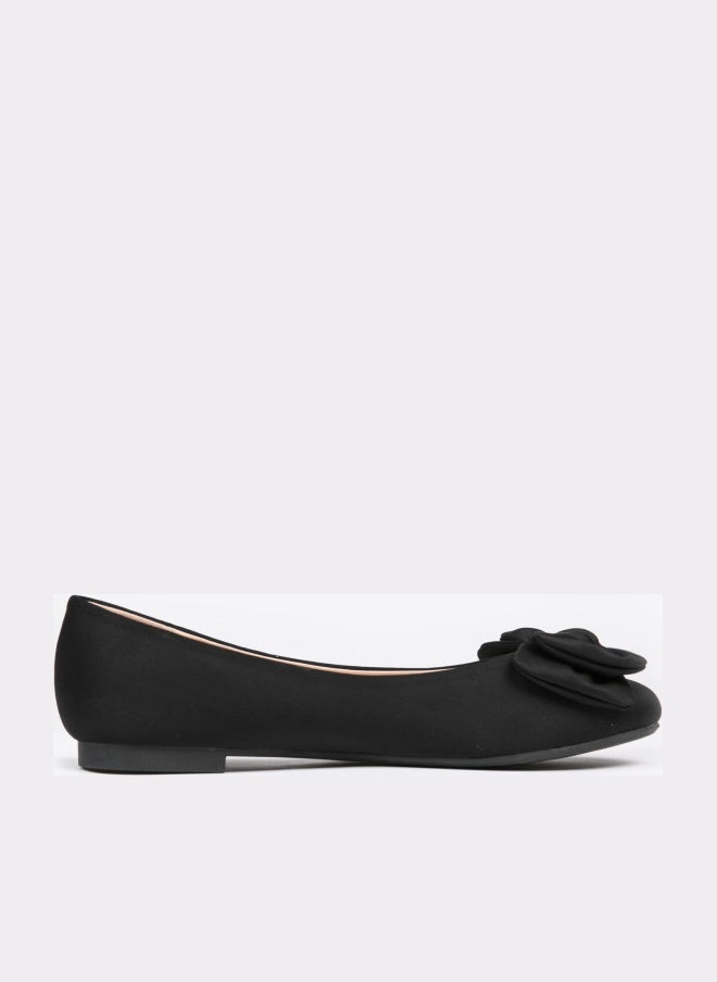 FEVERSOLE Women's Round Toe Cute Bow Trim Ballet Flats Black Size 7.5 M US - Image 1