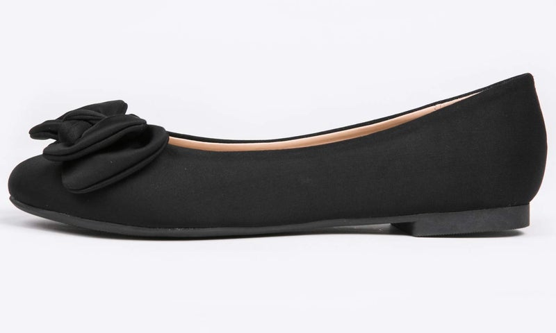 FEVERSOLE Women's Round Toe Cute Bow Trim Ballet Flats Black Size 7.5 M US - Image 3
