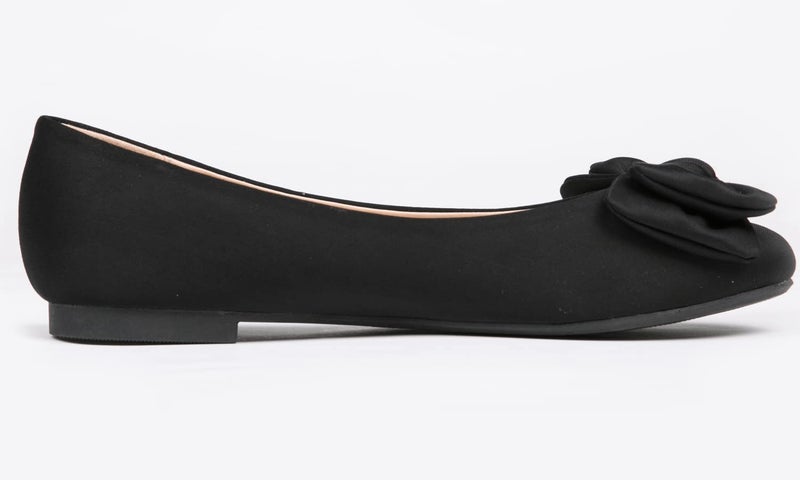 FEVERSOLE Women's Round Toe Cute Bow Trim Ballet Flats Black Size 7.5 M US - Image 2
