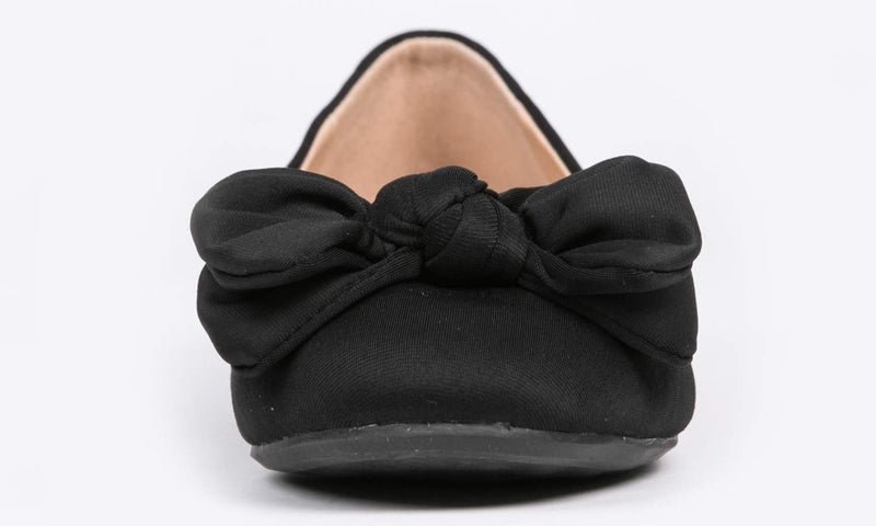 FEVERSOLE Women's Round Toe Cute Bow Trim Ballet Flats Black Size 7.5 M US - Image 5