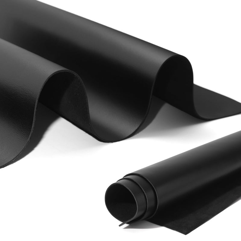 Shkira 12''X24'' Full Grain Black Leather Sheets for Crafts - Pieces for Leather Working - 1.3MM Thick Cowhide Pieces - Sheet for Sewing Hobby Arts and Crafts - Image 1