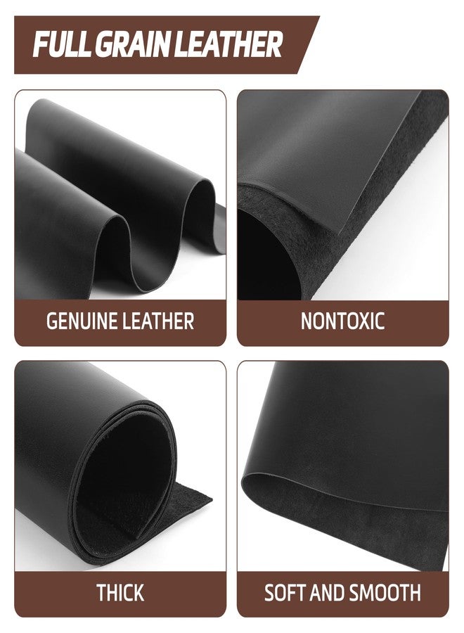 Shkira 12''X24'' Full Grain Black Leather Sheets for Crafts - Pieces for Leather Working - 1.3MM Thick Cowhide Pieces - Sheet for Sewing Hobby Arts and Crafts - Image 4