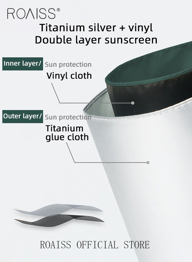 roaiss 3 Fold Multi-functional Sun Umbrella with Super Sun and UV Protection Double-Layer Vinyl Sunshade 8 Rib Design for Rain and Shine Upf50+ Suitable for Commuting and Traveling Outdoors Green - Image 4
