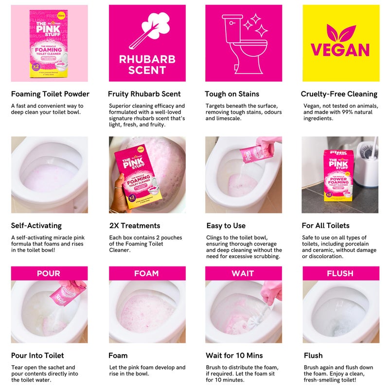 Stardrops - The Pink Stuff - The Miracle Power Foaming Toilet Cleaner - 2 Treatments - Self Activating Pink Foam - Image 3