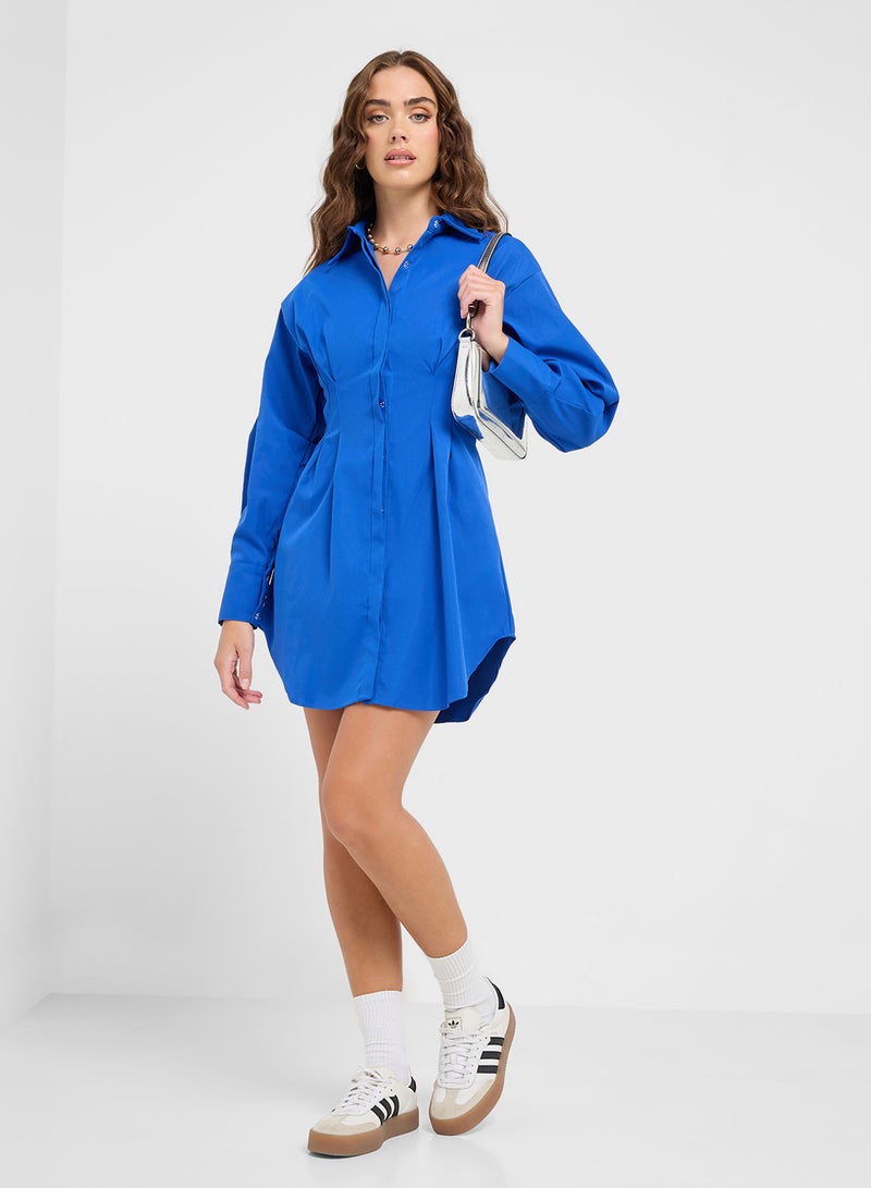 Ginger Cobalt Shirred Shirt Dress  - Image 4