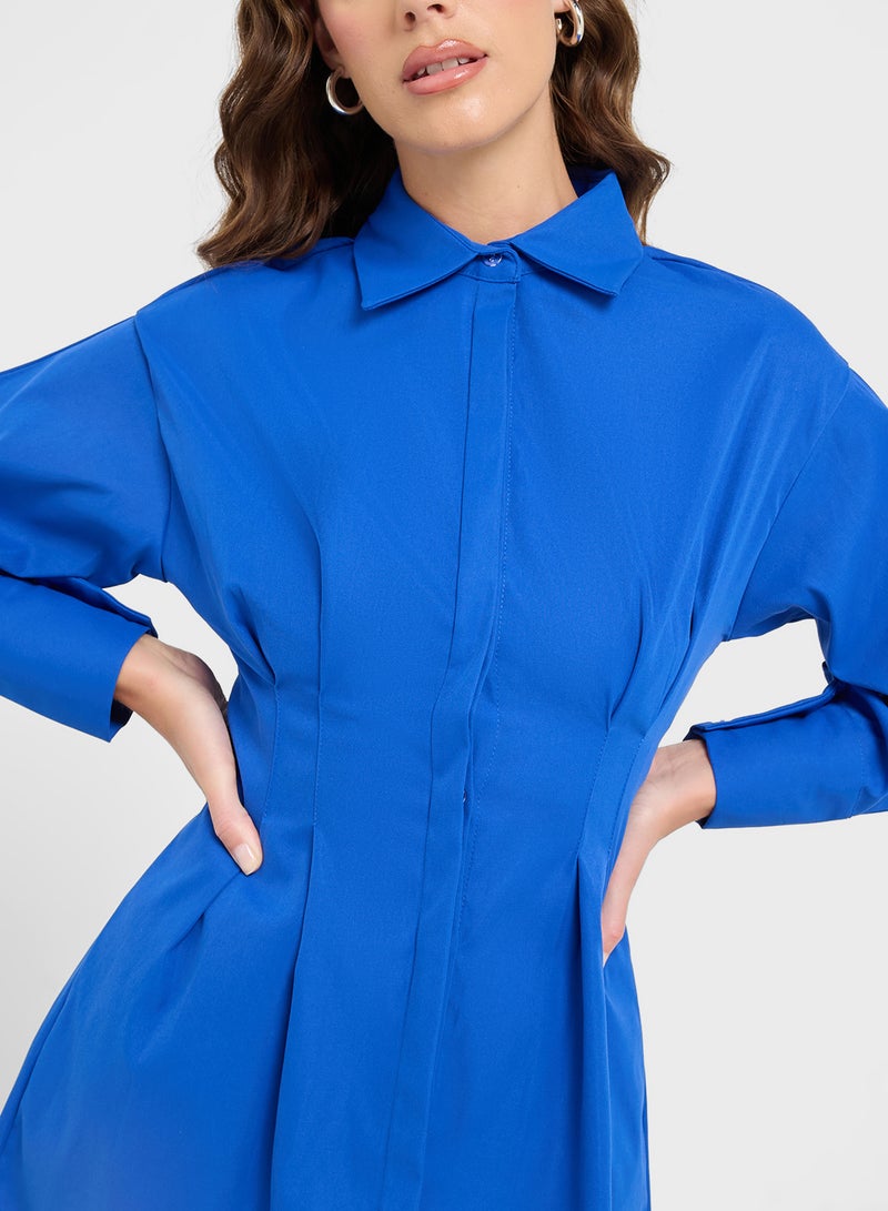 Ginger Cobalt Shirred Shirt Dress  - Image 3