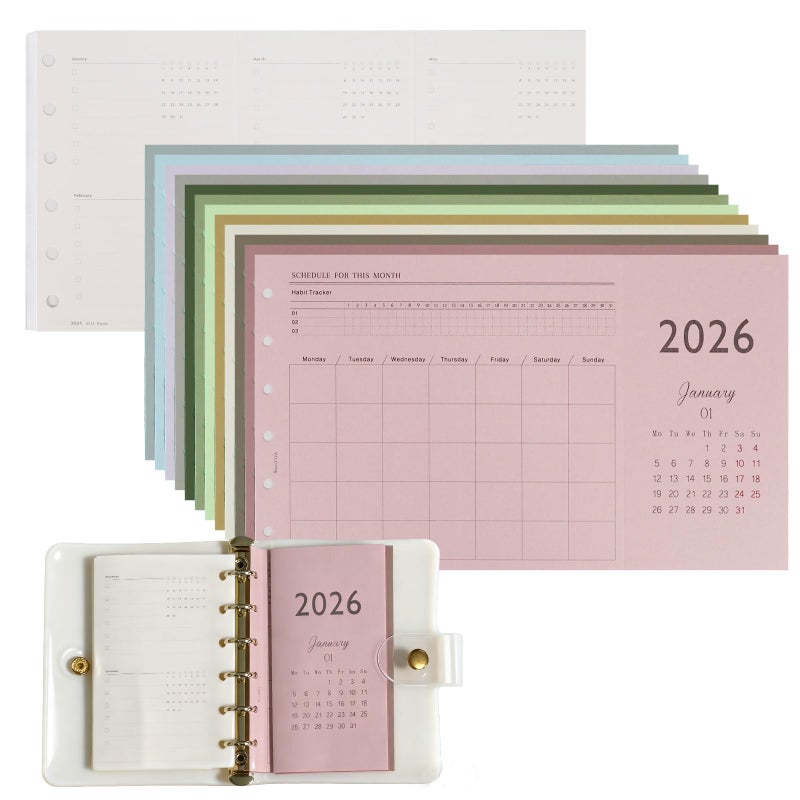 Koqye 2026 A7 Tri-Fold Monthly Planner Refills Kit, Foldable 5x3.1 in, Colorful Monthly Refills Jan-Dec 2026 with Goals, To-Do Lists, Notes, for Planning Organization - Image 1