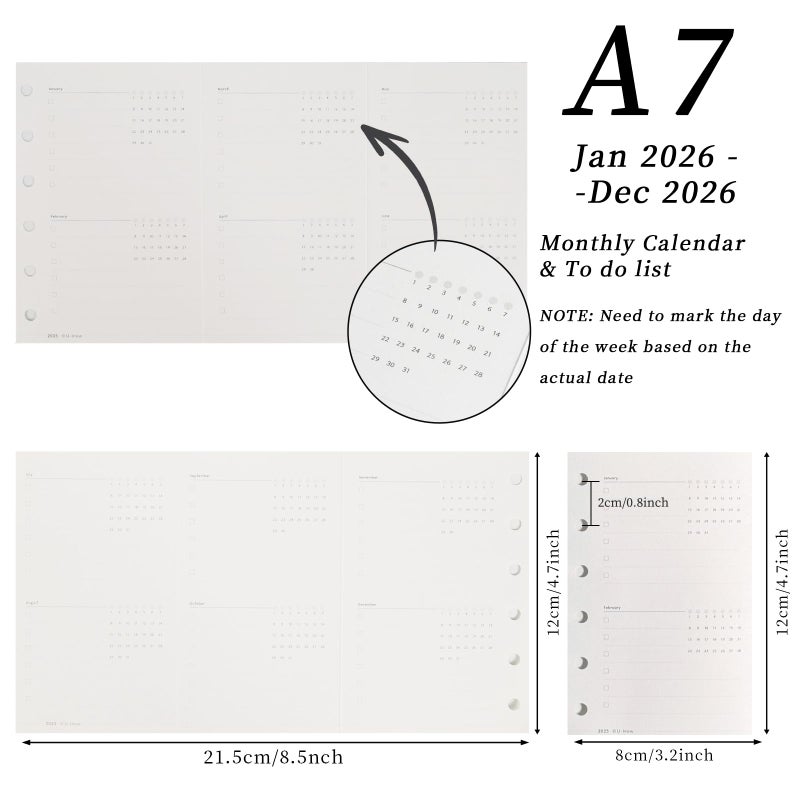 Koqye 2026 A7 Tri-Fold Monthly Planner Refills Kit, Foldable 5x3.1 in, Colorful Monthly Refills Jan-Dec 2026 with Goals, To-Do Lists, Notes, for Planning Organization - Image 3