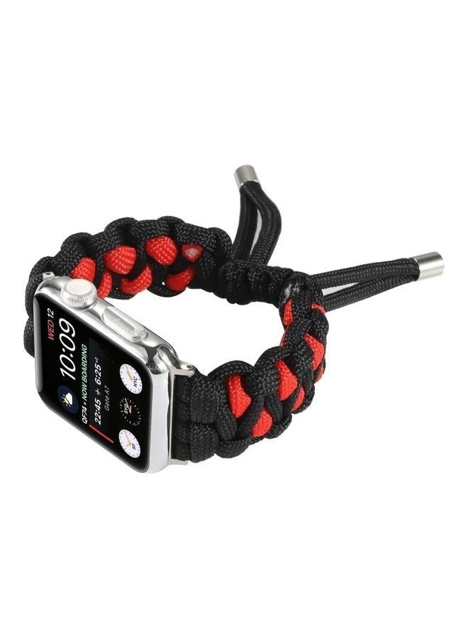 NIBEMINENT Braided Umbrella Cord Strap for Apple Watch Series 7/6/SE/5/4/3/2/1 38/40/41mm Black/Red - Image 5