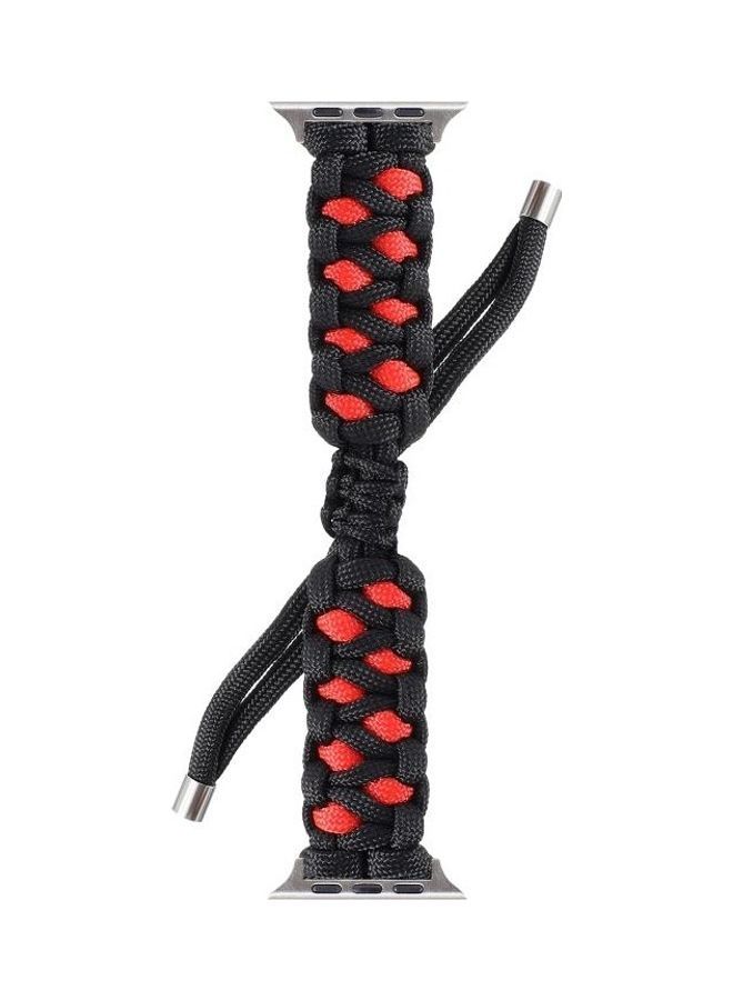NIBEMINENT Braided Umbrella Cord Strap for Apple Watch Series 7/6/SE/5/4/3/2/1 38/40/41mm Black/Red - Image 2
