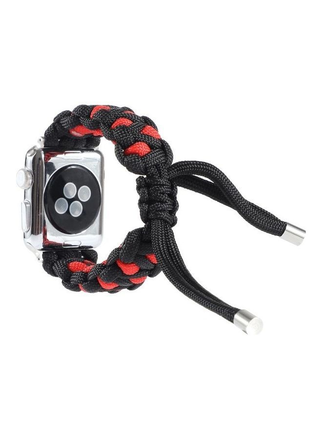 NIBEMINENT Braided Umbrella Cord Strap for Apple Watch Series 7/6/SE/5/4/3/2/1 38/40/41mm Black/Red - Image 4