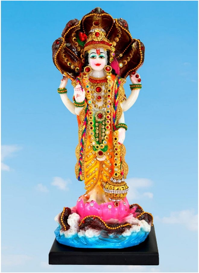 ESPLANADE ESPLANADE Resin Vishnu Narayana Moorti Murti Idol Statue | Pooja Idols - Home Decor | Multicolor - 12.5" Inches  - Image 1