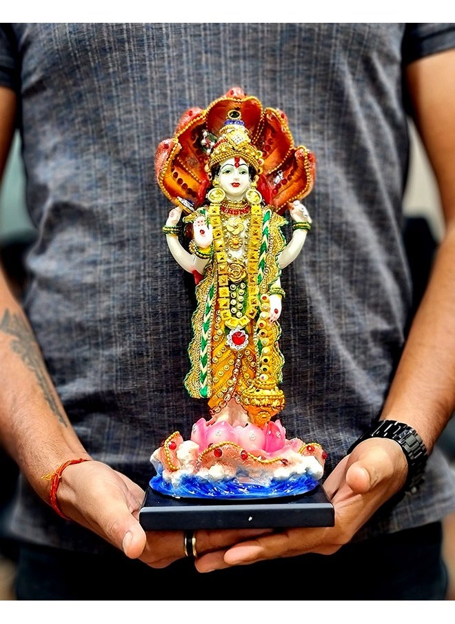 ESPLANADE ESPLANADE Resin Vishnu Narayana Moorti Murti Idol Statue | Pooja Idols - Home Decor | Multicolor - 12.5" Inches  - Image 5