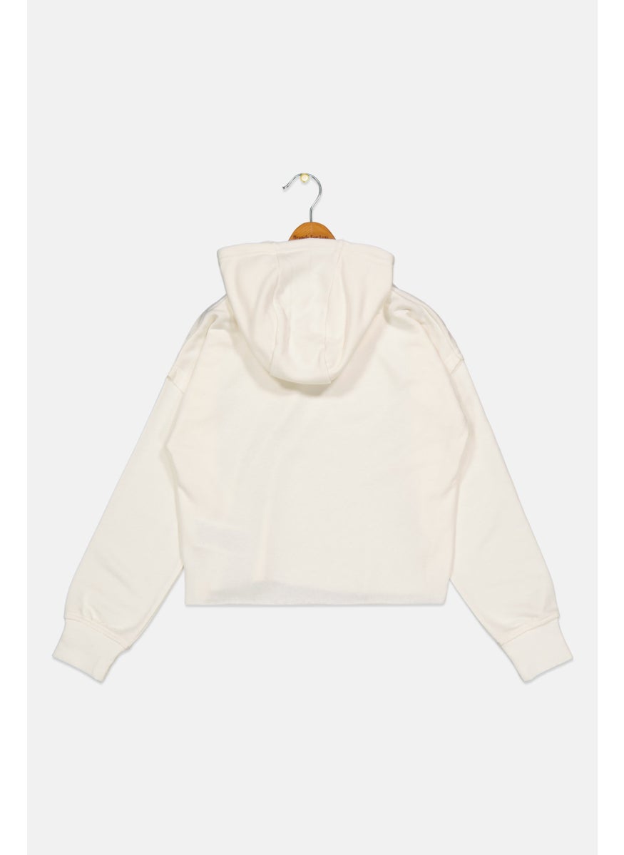 Jack Wills Kids Girl Hooded Graphic Printed Long Sleeves Sweatshirt, White  - Image 2