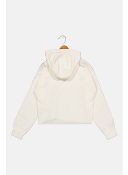 Jack Wills Kids Girl Hooded Graphic Printed Long Sleeves Sweatshirt, White  - Image 2